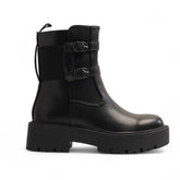 Europeon Union Women Black Leather Half Boot #3441